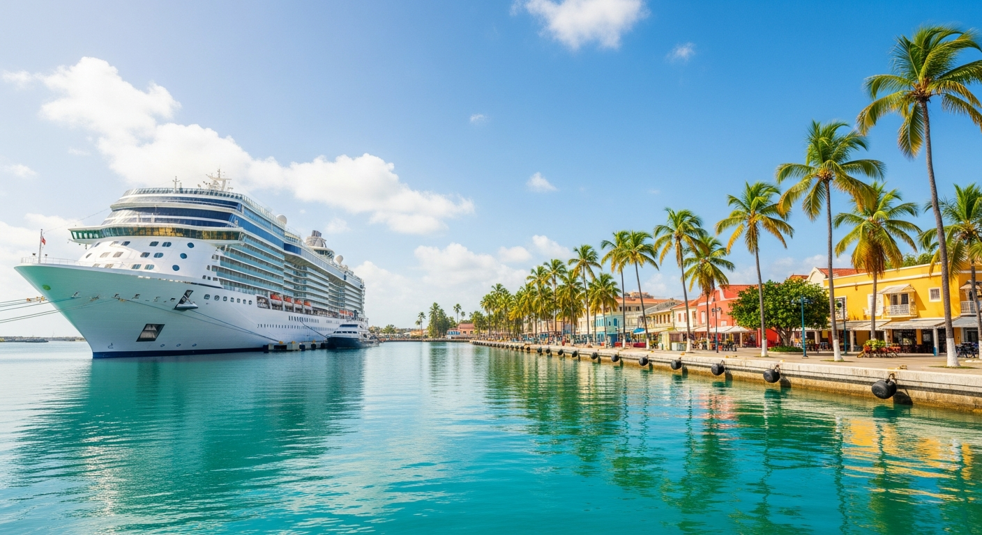 Dominican Republic cruise port turquoise Caribbean waters ship docking